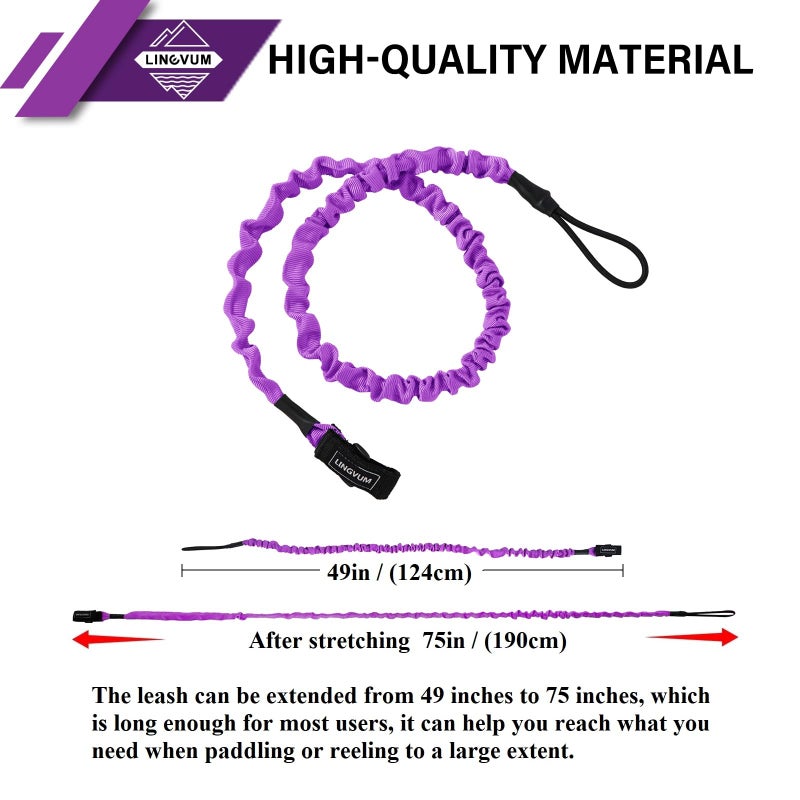 LINGVUM Kayak Paddle Leash Stretchable Paddle Strap Coiled Lanyard Rope for Kayaking Canoing Boating, Fishing Poles Rods, Kayak Paddle Accessories - Image 2